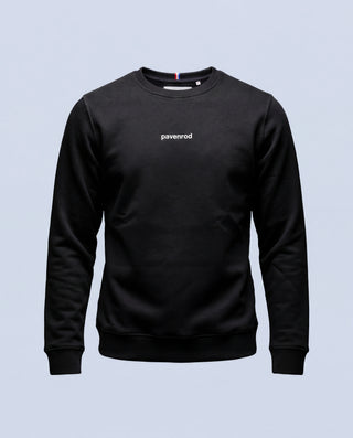 Sweat Pavenrod noir en coton bio et polyester, fabriqué en France, packshot vue de face.