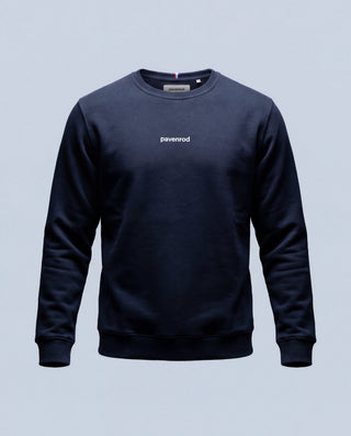 Sweat Pavenrod bleu marine, coton bio et polyester, fabriqué en France, packshot vue de face.
